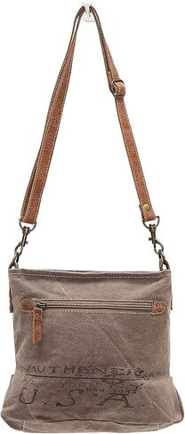 Floral Print Upcycled Canvas and Genuine Leather Crossbody Bag in Saudi Arabia