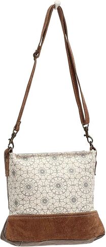 Floral Print Upcycled Canvas and Genuine Leather Crossbody Bag in Saudi Arabia