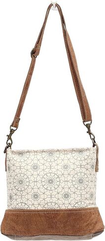 Floral Print Upcycled Canvas and Genuine Leather Crossbody Bag in Saudi Arabia