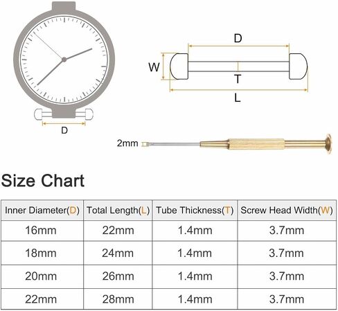 HARFINGTON Watch Screw Tube Rod Stainless Steel Watch Strap Pins with Slotted Screwdriver in Saudi Arabia