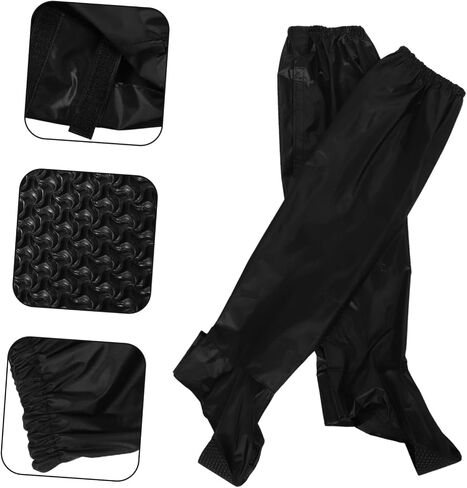 BESPORTBLE Men's Waterproof Rain Pants Set for Motorcycle Waterproof Oxford Cloth Rain Gear Anti-Skid Features for Outdoor Activities Black in Saudi Arabia