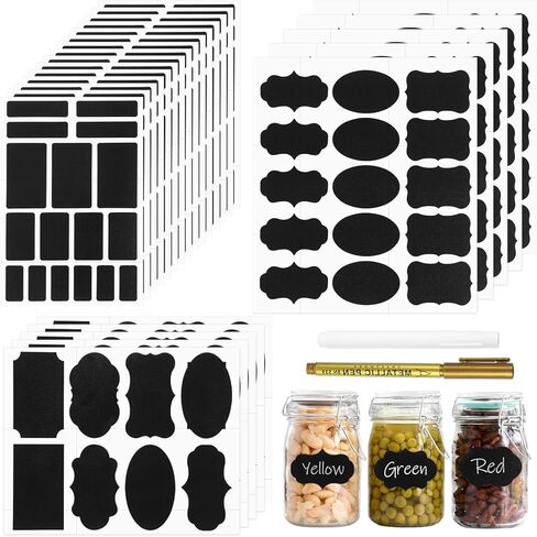 372Pcs Labels for Jars, Chalkboard Labels with 2 Chalk Marker, Waterproof Reusable Chalk Sticker Label for Containers Storage Jars, Bottles Organize Your Home & Kitchen in Kuwait