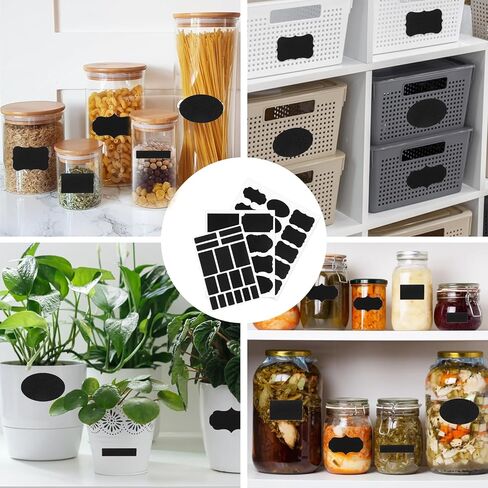 372Pcs Labels for Jars, Chalkboard Labels with 2 Chalk Marker, Waterproof Reusable Chalk Sticker Label for Containers Storage Jars, Bottles Organize Your Home & Kitchen in Kuwait