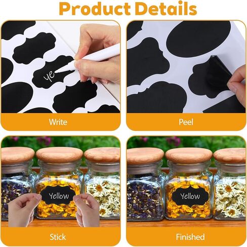 372Pcs Labels for Jars, Chalkboard Labels with 2 Chalk Marker, Waterproof Reusable Chalk Sticker Label for Containers Storage Jars, Bottles Organize Your Home & Kitchen in Kuwait