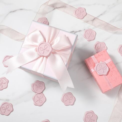 50 Pcs Bow Wax Seal Stickers Envelope Wax Stickers for Wedding 3D Adhesive Antique Gold Waxs Stamp Sticker Decals for Invitation Baby Shower Greeting Cards Gift Wrapping(Pink) in Saudi Arabia