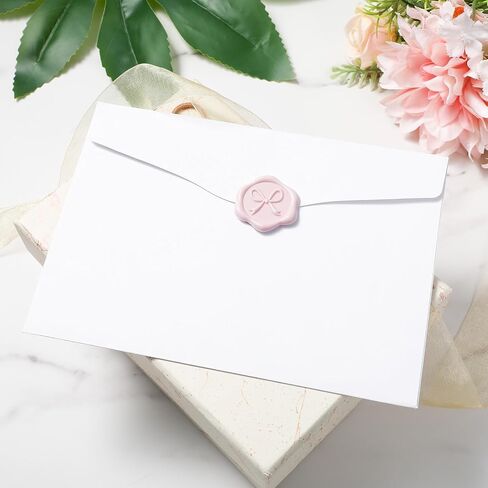 50 Pcs Bow Wax Seal Stickers Envelope Wax Stickers for Wedding 3D Adhesive Antique Gold Waxs Stamp Sticker Decals for Invitation Baby Shower Greeting Cards Gift Wrapping(Pink) in Saudi Arabia