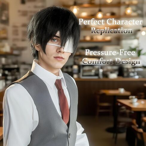 شعر مستعار White Anime Cosplay Halloween: شعر مستعار قصير أبيض للرجال + 2 قبعات شعر، ألياف مقاومة للحرارة، حفلات الهالوين وعيد الميلاد، تصفيفة شعر لأحداث الرسوم المتحركة للرجال والمراهقين in Kuwait
