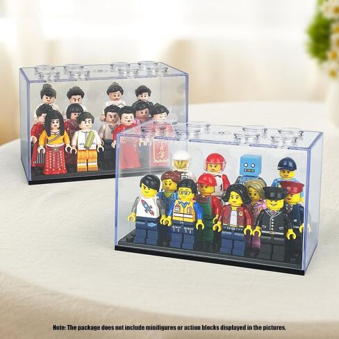 Display Case Box for Minifigure Action Figure, Clear Acrylic Building Block Display Box for Lego, Stackable Dustproof Storage Container with 2 Steps for Collectible Figurines, Fit for Lego Lovers in Saudi Arabia