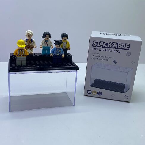 Display Case Box for Minifigure Action Figure, Clear Acrylic Building Block Display Box for Lego, Stackable Dustproof Storage Container with 2 Steps for Collectible Figurines, Fit for Lego Lovers in Saudi Arabia