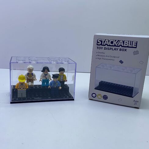 Display Case Box for Minifigure Action Figure, Clear Acrylic Building Block Display Box for Lego, Stackable Dustproof Storage Container with 2 Steps for Collectible Figurines, Fit for Lego Lovers in Saudi Arabia