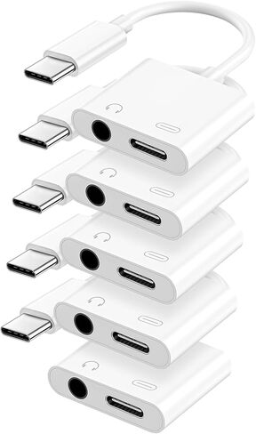 محول سماعة رأس وشاحن USB C إلى 3.5 ملم، حزمة من قطعتين، سلك كابل USB C إلى Aux Jack Dongle 2 في 1 مع شحن سريع PD لهاتف iPhone 15 Pro Max Plus وSamsung Galaxy S22 S23 S24 Ultra وNote 20 in Saudi Arabia