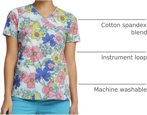 Cherokee Prints Women Scrubs Top Mock Wrap CK614 in Saudi Arabia
