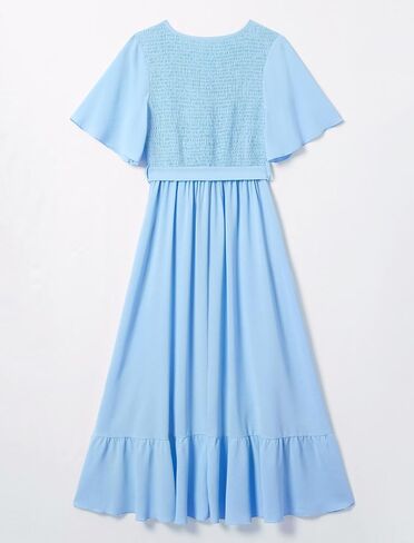 فستان AWIBMK Boho Mommy and Me للعطلات الصيفية كاجوال بأكمام مكشكشة ورقبة على شكل حرف v متوسطة الطول على شكل حرف a فساتين عالية ومنخفضة مع حزام in Saudi Arabia