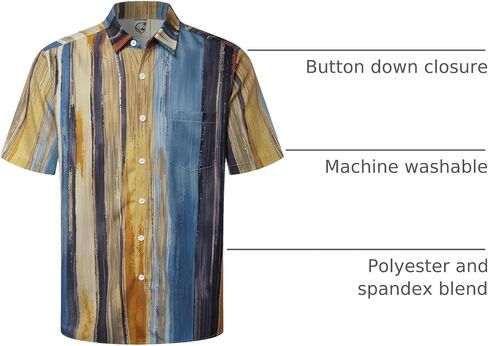 Hardaddy Men's Striped Shirts Casual Short Sleeve Button Down Summer Hawaiian Shirts in Saudi Arabia