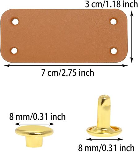 ONLYKXY Brown PU Leather Handmade Tag with Rivet Button for Knits,Rectangle Universal Blank Label Cute Repair Patch Soft Crochet Tape with Holes for DIY Clothing,Sewing Stamping,Keychain (10) in Saudi Arabia