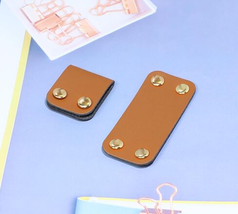 ONLYKXY Brown PU Leather Handmade Tag with Rivet Button for Knits,Rectangle Universal Blank Label Cute Repair Patch Soft Crochet Tape with Holes for DIY Clothing,Sewing Stamping,Keychain (10) in Saudi Arabia