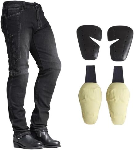 Basic Fit Vented Motorcycle Pants for Men - Korean Made Aramid Lined Protective Jeans with CE Armor MJ-1617-2 in Saudi Arabia