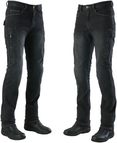 Basic Fit Vented Motorcycle Pants for Men - Korean Made Aramid Lined Protective Jeans with CE Armor MJ-1617-2 in Saudi Arabia