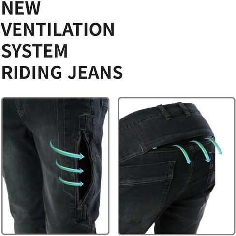 Basic Fit Vented Motorcycle Pants for Men - Korean Made Aramid Lined Protective Jeans with CE Armor MJ-1617-2 in Saudi Arabia