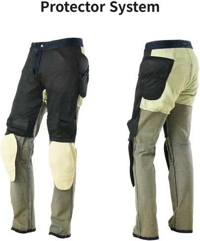 Basic Fit Vented Motorcycle Pants for Men - Korean Made Aramid Lined Protective Jeans with CE Armor MJ-1617-2 in Saudi Arabia