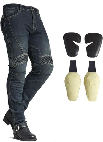 Accordion Jogger Motorcycle Pants for Men - Korean Made Aramid Lined Protective Jeans with CE Armor MJ-1604-2 in Saudi Arabia
