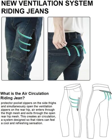 Accordion Jogger Motorcycle Pants for Men - Korean Made Aramid Lined Protective Jeans with CE Armor MJ-1604-2 in Saudi Arabia