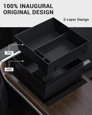 BASENOR 2026 Tesla Model Y Model 3 Center Console Organizer Tray, Cup Holder Armrest Hidden Storage Box for 2025 2026 Model Y Juniper 2024 2025 2026 Tesla 3 Highland (Standard/Premium/Performance) in Saudi Arabia