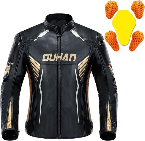 سترة جلدية للدراجات النارية للرجال من DUHAN، سترة ركوب مضادة للماء 3 في 1 مقاومة للرياح مع درع CE المستوى 2 in Kuwait