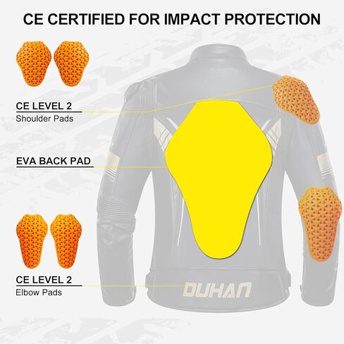 سترة جلدية للدراجات النارية للرجال من DUHAN، سترة ركوب مضادة للماء 3 في 1 مقاومة للرياح مع درع CE المستوى 2 in Kuwait