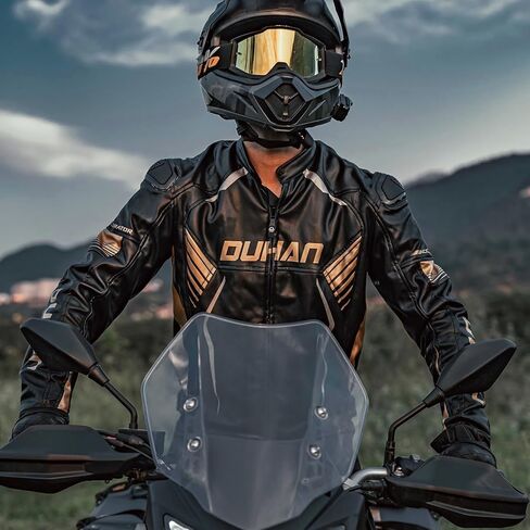 سترة جلدية للدراجات النارية للرجال من DUHAN، سترة ركوب مضادة للماء 3 في 1 مقاومة للرياح مع درع CE المستوى 2 in Kuwait