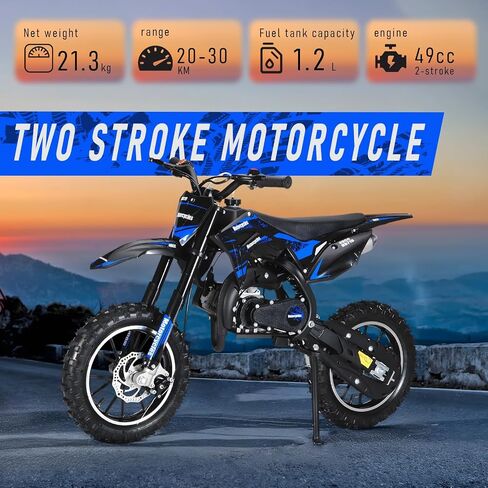 cdar 50cc Kids Dirt Bike, Gas Dirt Bike Up to 25 MPH, Mini Bike Easy Pull Start, Off Road Mini Motorcycle, Gas Motocross Bike for Outdoor Riding, Max Load 330 LBS in Saudi Arabia