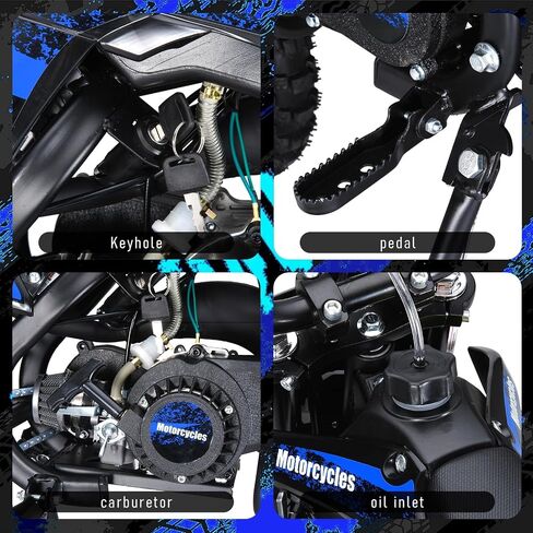 cdar 50cc Kids Dirt Bike, Gas Dirt Bike Up to 25 MPH, Mini Bike Easy Pull Start, Off Road Mini Motorcycle, Gas Motocross Bike for Outdoor Riding, Max Load 330 LBS in Saudi Arabia