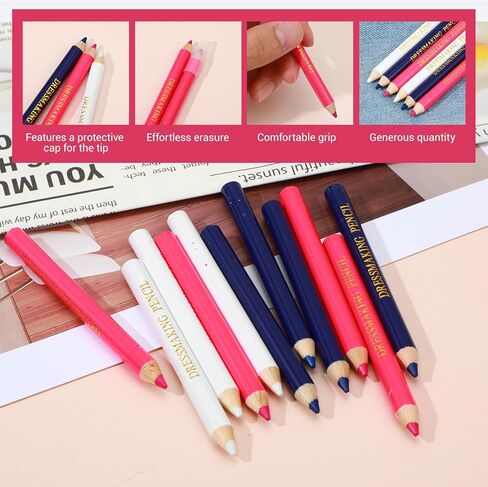 أقلام قماش قابلة للذوبان في الماء للخياطة، 12 قطعة من أقلام قماش الخياطة مع أغطية طرفية، أقلام تحديد الأقمشة أداة عملية لوضع العلامات والتتبع لخياطة اللحف والتطريز والحرف اليدوية in Kuwait