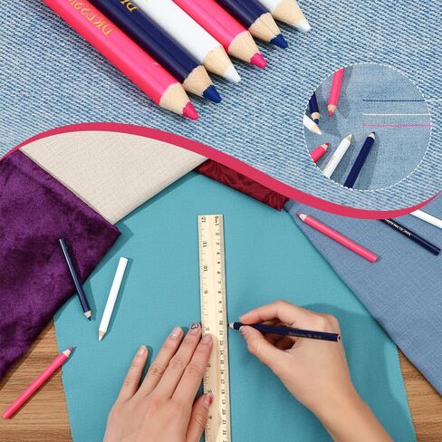 أقلام قماش قابلة للذوبان في الماء للخياطة، 12 قطعة من أقلام قماش الخياطة مع أغطية طرفية، أقلام تحديد الأقمشة أداة عملية لوضع العلامات والتتبع لخياطة اللحف والتطريز والحرف اليدوية in Kuwait