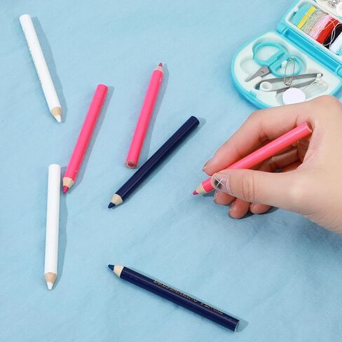 أقلام قماش قابلة للذوبان في الماء للخياطة، 12 قطعة من أقلام قماش الخياطة مع أغطية طرفية، أقلام تحديد الأقمشة أداة عملية لوضع العلامات والتتبع لخياطة اللحف والتطريز والحرف اليدوية in Kuwait