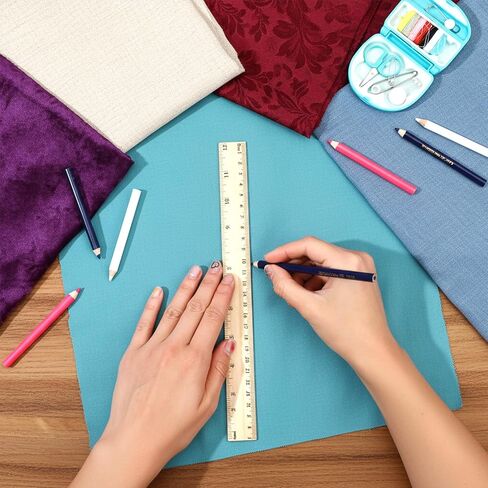 أقلام قماش قابلة للذوبان في الماء للخياطة، 12 قطعة من أقلام قماش الخياطة مع أغطية طرفية، أقلام تحديد الأقمشة أداة عملية لوضع العلامات والتتبع لخياطة اللحف والتطريز والحرف اليدوية in Kuwait