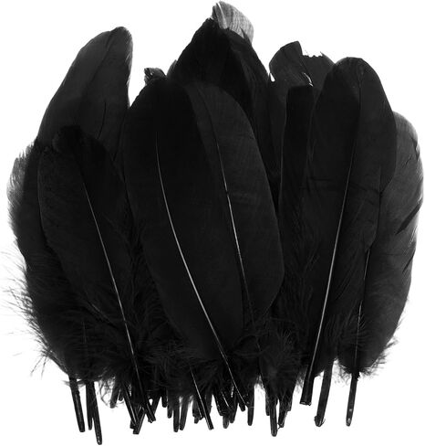 PATIKIL 6-8 Inch(15-20 Cm) Feathers, 100 Pack Long Artificial Goose Feather Dream Catcher DIY Natural Goose Women Hats Trimming for Wedding Party Crafts, Black in Saudi Arabia