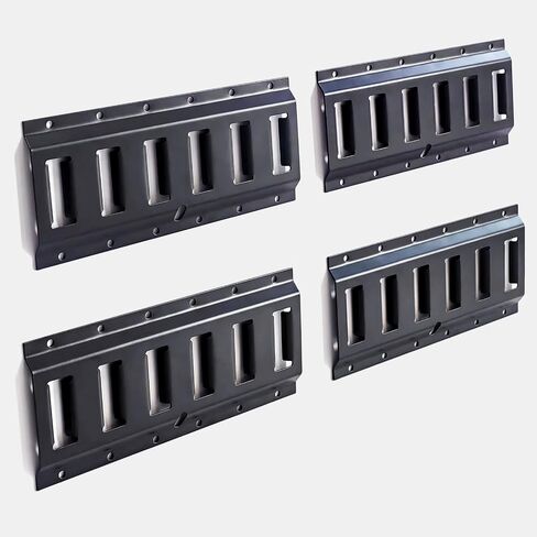 E-Track Tie Down Rail Kit, 4-Pack 1 ft Black Powder-Coated Steel Rails for Secure Cargo & Heavy Loads in Trucks, Trailers, Vans, Flatbeds, Garages, Motorcycle Tie Downs, ATV Mountings in Saudi Arabia