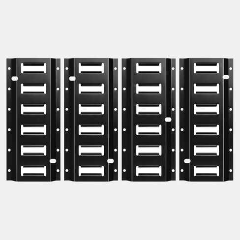 E-Track Tie Down Rail Kit, 4-Pack 1 ft Black Powder-Coated Steel Rails for Secure Cargo & Heavy Loads in Trucks, Trailers, Vans, Flatbeds, Garages, Motorcycle Tie Downs, ATV Mountings in Saudi Arabia