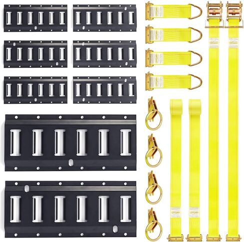 E-Track Tie Down Rail Kit, 4-Pack 1 ft Black Powder-Coated Steel Rails for Secure Cargo & Heavy Loads in Trucks, Trailers, Vans, Flatbeds, Garages, Motorcycle Tie Downs, ATV Mountings in Saudi Arabia