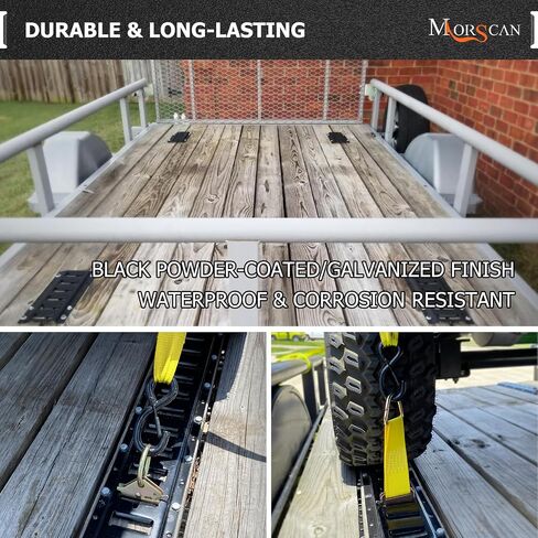 E-Track Tie Down Rail Kit, 4-Pack 1 ft Black Powder-Coated Steel Rails for Secure Cargo & Heavy Loads in Trucks, Trailers, Vans, Flatbeds, Garages, Motorcycle Tie Downs, ATV Mountings in Saudi Arabia