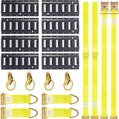 E-Track Tie Down Rail Kit, 4-Pack 1 ft Black Powder-Coated Steel Rails for Secure Cargo & Heavy Loads in Trucks, Trailers, Vans, Flatbeds, Garages, Motorcycle Tie Downs, ATV Mountings in Saudi Arabia
