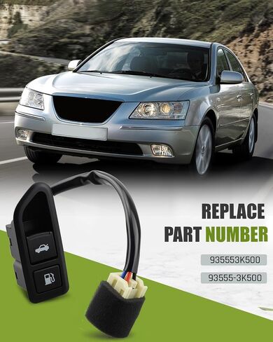 غطاء صندوق السيارة ومفتاح فتح باب الوقود مناسب لشركة Hyundai Sonata 2008 2009 2010، زر تحرير المقبض، استبدال 935553K500 93555-3K500، أسود in Kuwait