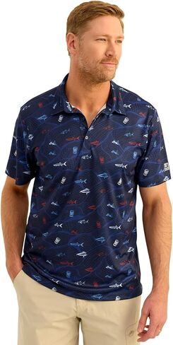 HUK Men's Pursuit Pattern, Performance Short Sleeve Polo Shirt in Kuwait