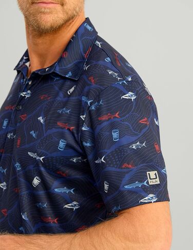 HUK Men's Pursuit Pattern, Performance Short Sleeve Polo Shirt in Kuwait