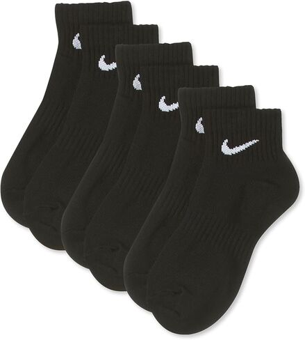 Nike Everyday Lightweight Ankle Training Socks (3 Pair) (Black/White, L) in Saudi Arabia