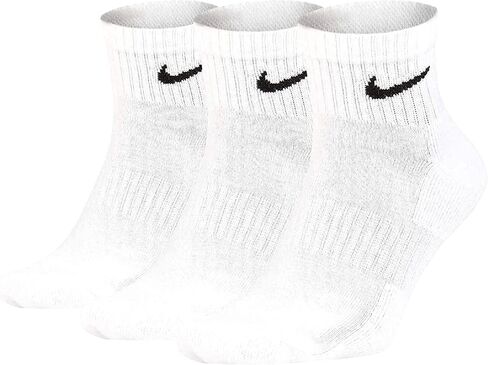 Nike Everyday Lightweight Ankle Training Socks (3 Pair) (Black/White, L) in Saudi Arabia