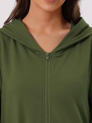 رداء Cheibear النسائي بسحاب أمامي وغطاء للرأس، قميص نوم، معطف منزلي، رداء حمام طويل للاستلقاء in Kuwait