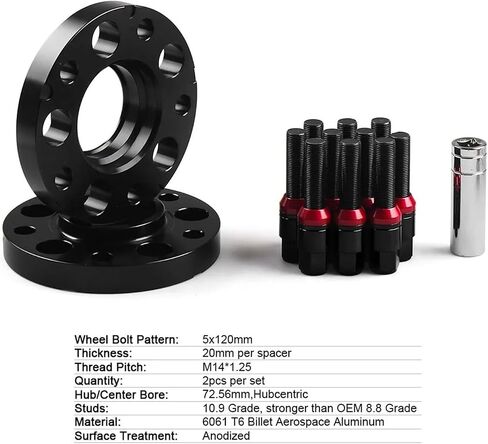 Widening dedicated 20mm 5x120mm 72.56mm Hubcentric Wheel Spacers M14x1.25 Tapered Bolts Fit For BMW F Series F10 F12 F13 F01 F02 F30 Control upgrade(Blue bolts) in Saudi Arabia