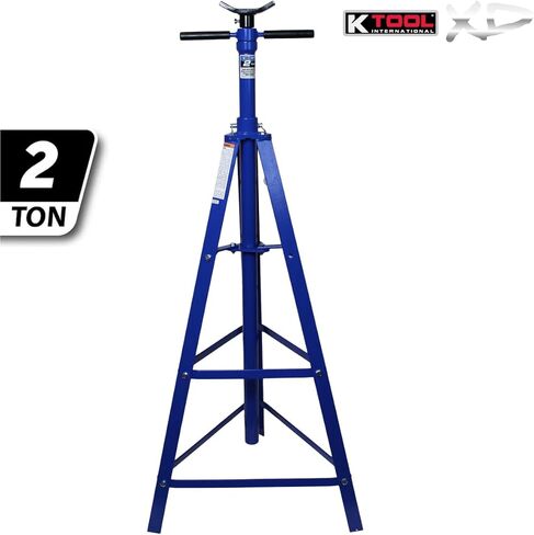 حامل ثلاثي القوائم للسيارات تحت الرافعة من K Tool International XD61002 بسعة 2 طن للكراجات ومحلات التصليح والأعمال اليدوية، 4000 رطل. السعة، نطاق الدعم 49 بوصة - 79.75 بوصة، فولاذ شديد التحمل، قاعدة 24 بوصة، سرج 3.25 بوصة، أزرق in Kuwait